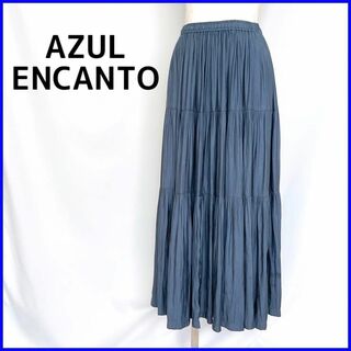 アズールエンカント(AZUL ENCANTO)のアズールエンカント ティアードスカート フレアスカート ネイビー S .(ロングスカート)