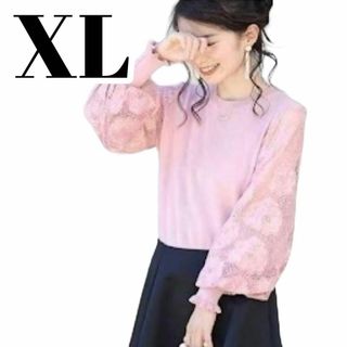 カーディガン ブラウス ピンク おしゃれ 秋服 XL レディース 花柄 フリル(カーディガン)