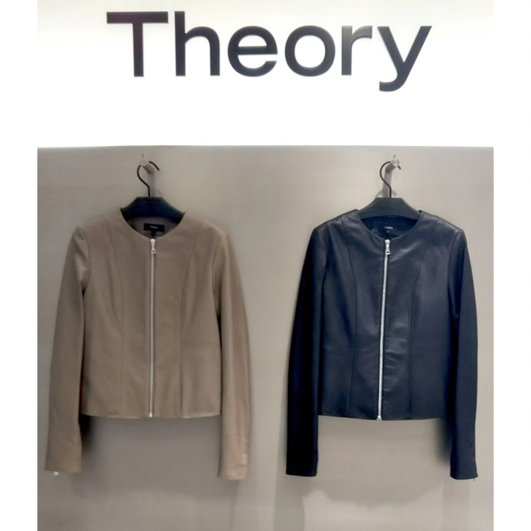 theory(セオリー)のtheory ラムレザージャケット　レザーブルゾン　黒　P レディースのジャケット/アウター(ブルゾン)の商品写真