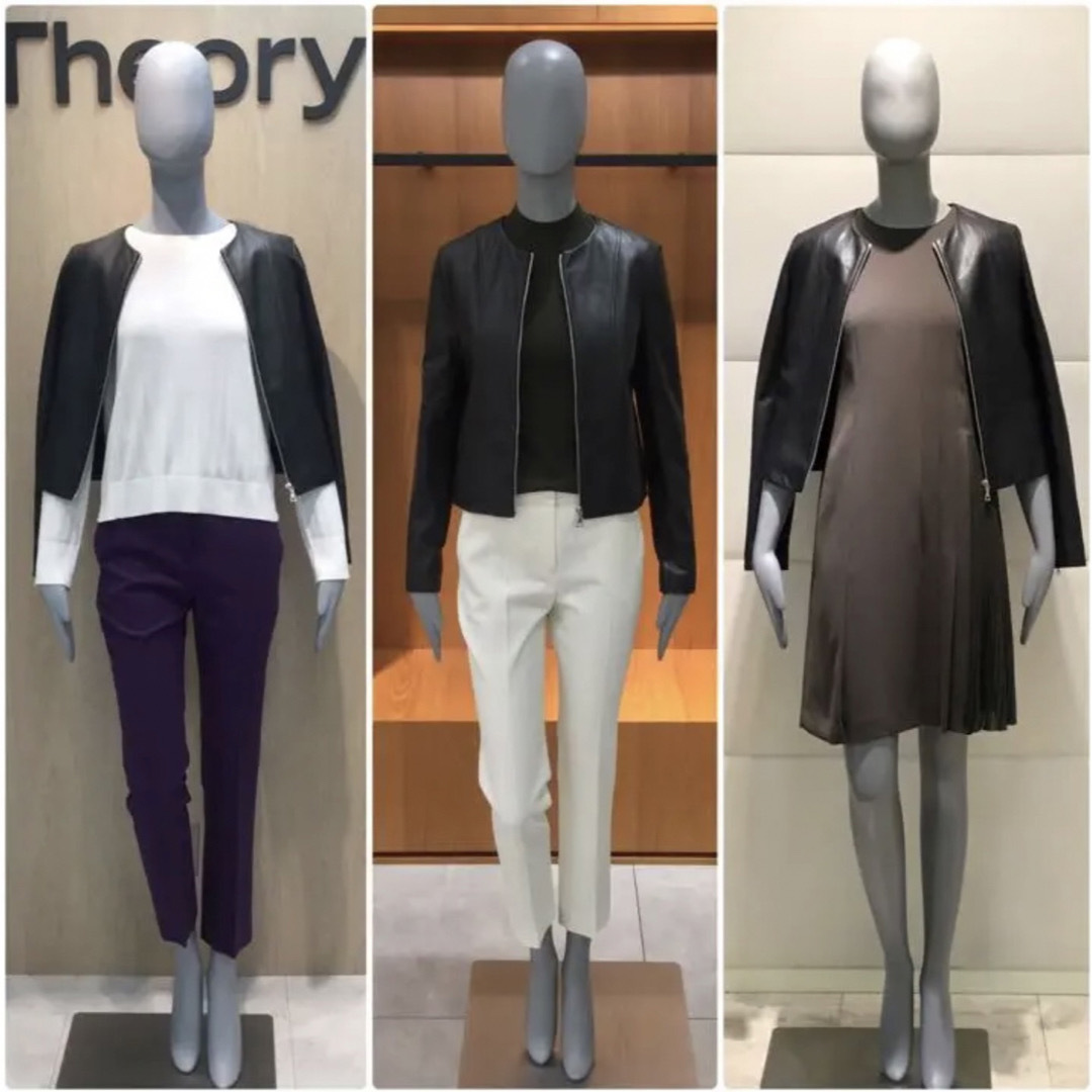 theory(セオリー)のtheory ラムレザージャケット　レザーブルゾン　黒　P レディースのジャケット/アウター(ブルゾン)の商品写真