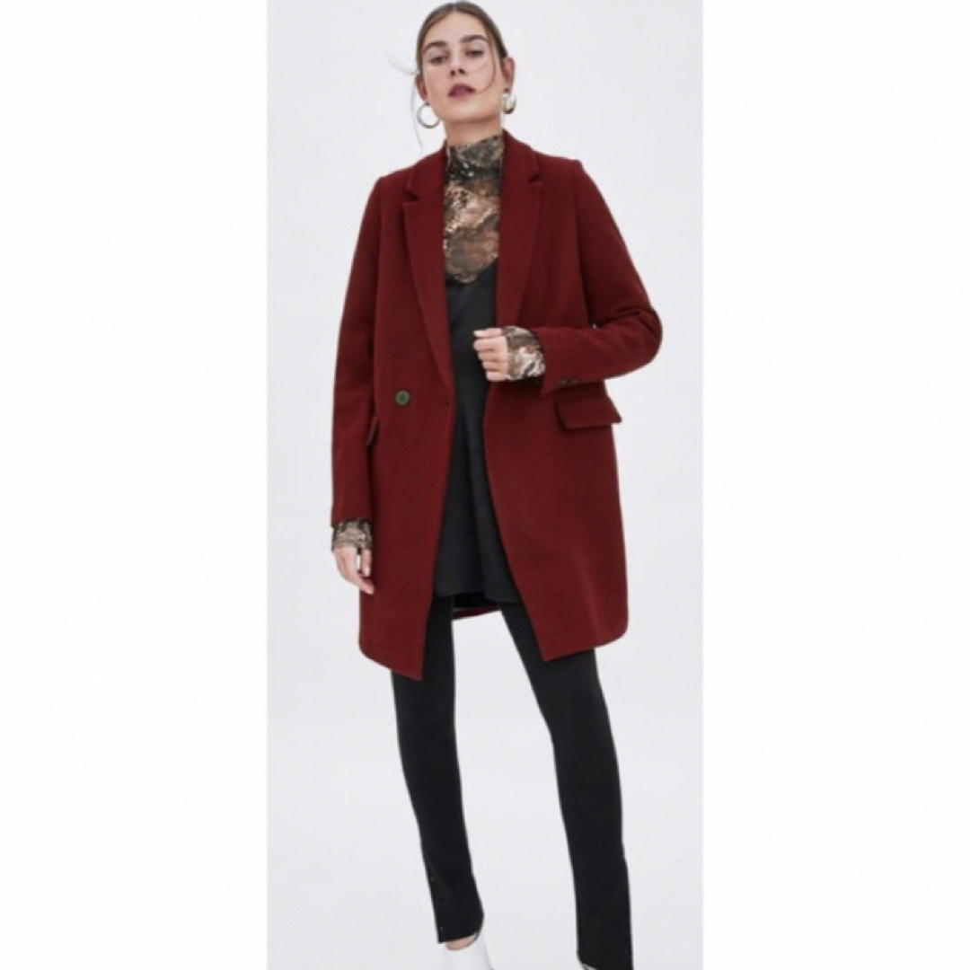 ZARA - ZARA チェスターコート レッドの通販 by shop|ザラなら ZARA - ZARA チェスターコート レッドの通販 by shop|ザラなら