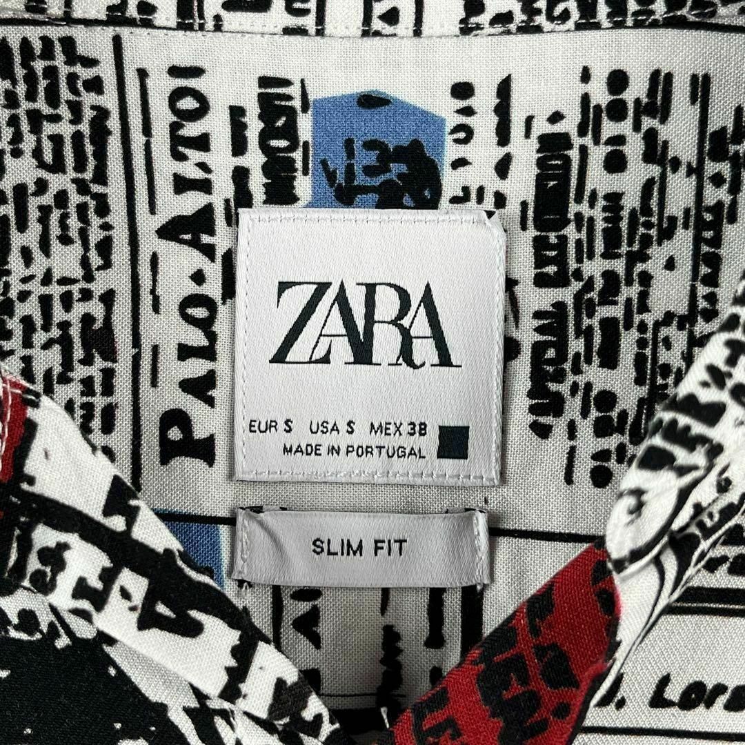 ZARA ザラ 総柄 レーヨンシャツ アートグラフィック ホワイト S