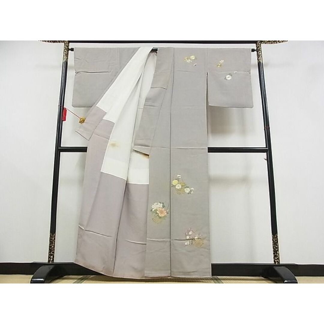 平和屋-こころ店■訪問着 総刺繍 花籠文 金糸 着丈159.5cm 裄丈64cm 正絹 逸品 A-ma6998