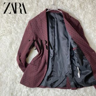 ザラ(ZARA)の美品 ZARA ザラ 総柄 1B テーラードジャケット S メンズ(テーラードジャケット)