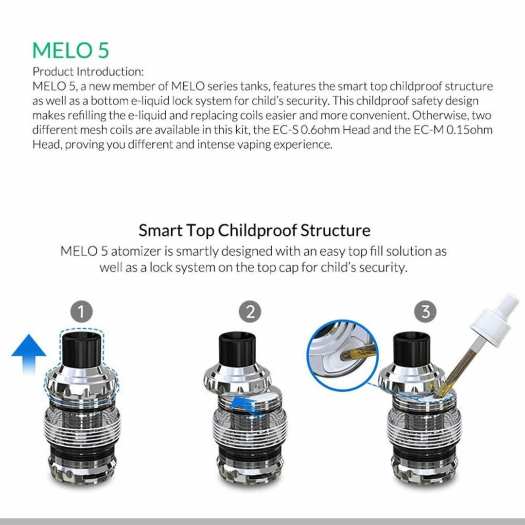 【色:Silver-Atomizer】Eleaf (イーリーフ) MELO 5 3