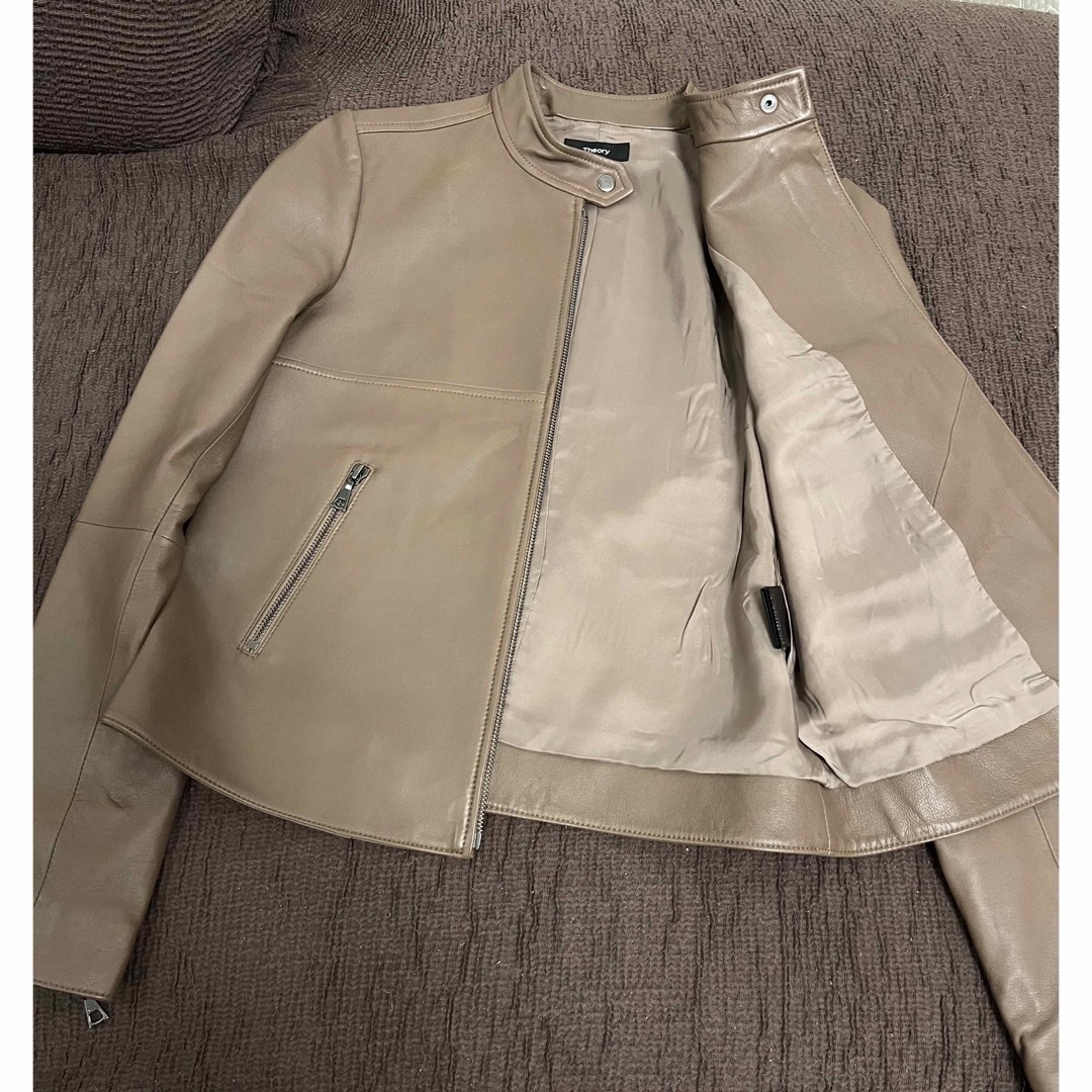 theory 21AW ラムレザー ライダースジャケット ブラウン S
