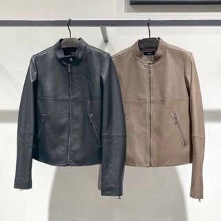 theory 21AW ラムレザー ライダースジャケット ブラウン S