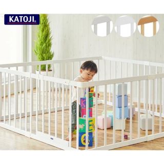 カトージ(KATOJI)のカトージ　木製ベビーサークル　扉付き　(ホワイト)(ベビーサークル)