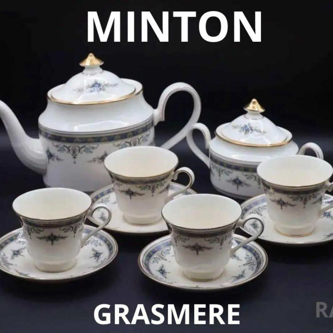 MINTON - ミントン グラスミア カップ&ソーサー 4客 ティーポット