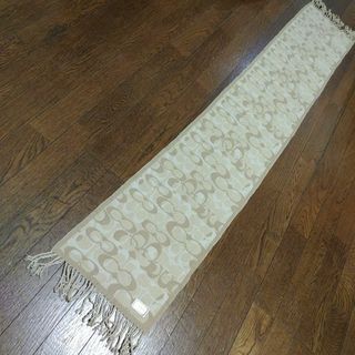 1704超美品 コーチ マフラー ショール カシミヤ混 シグネチャー 総柄-