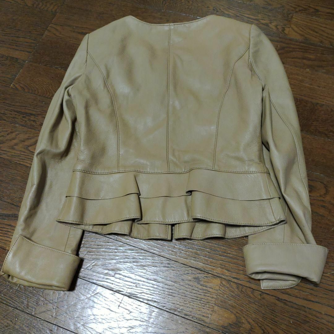 111超美品 アナイ レザージャケット 本革 ラム 36 フリル付き ノーカラー-