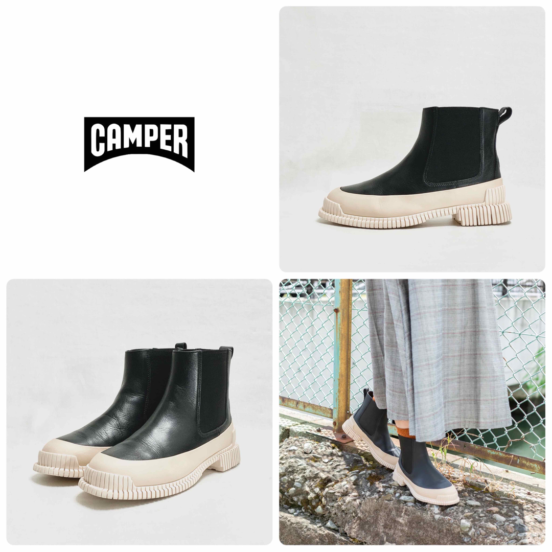 ■定3万 カンペール CAMPER ショートブーツ 39 25 サイドゴア 黒