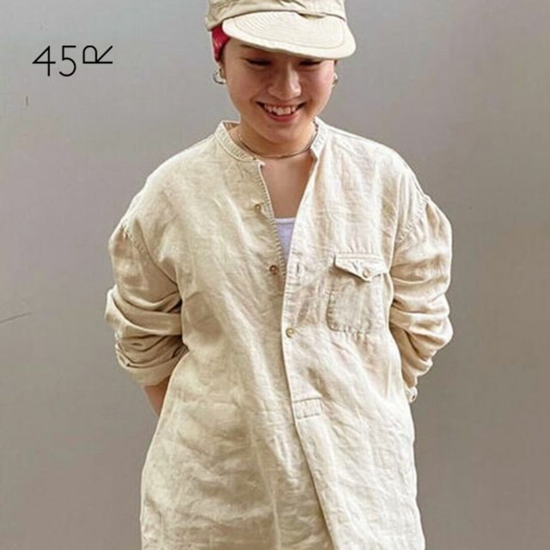 美品 45R ✨908オーシャン スモックプルオーバー リネン シャツ