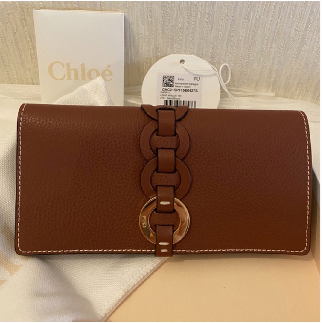 クロエ CHLOE 財布 長財布 ダリル DARRYL 本革 レザー ブラウン-