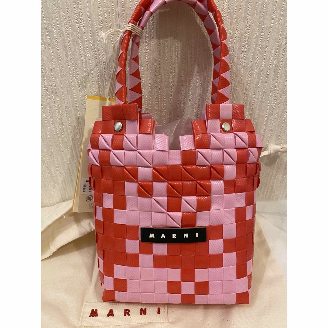 MARNI マルニ ラフィアトートバッグ マイクロバッグ かごバッグ　ピンク