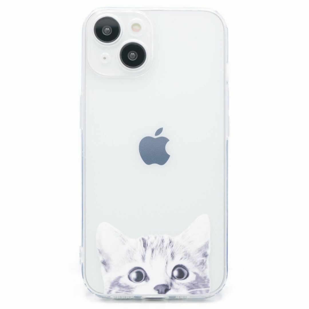 ZUKOU iPhone 14 ケース かわいい 猫 クリア 透明 ストラップホ