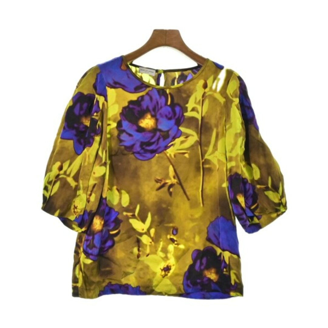 DRIES VAN NOTEN - DRIES VAN NOTEN ブラウス XS 黄x紫(花柄) 【古着