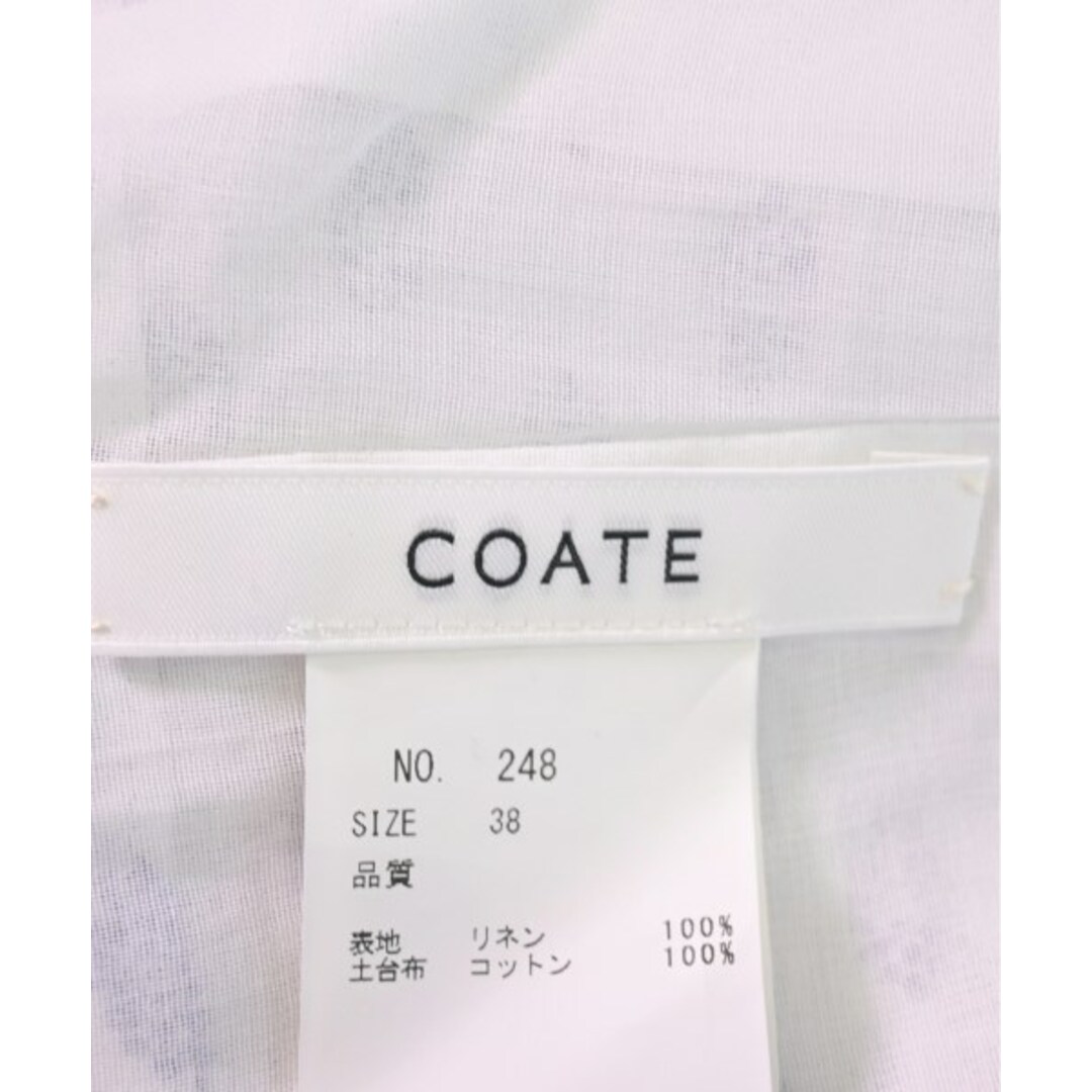 なし透け感COATE コート ブラウス 38(M位) 白x紺(総柄)