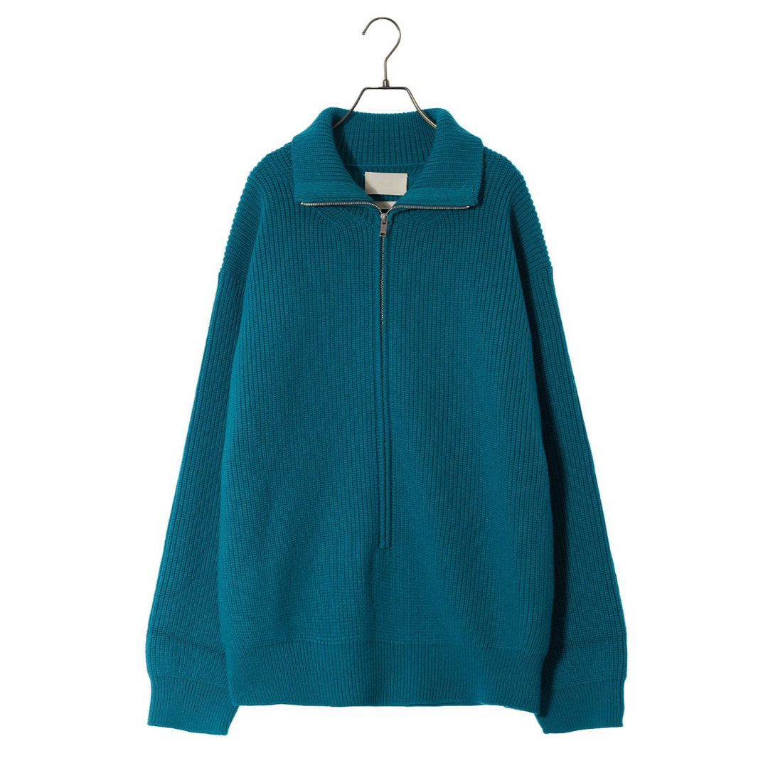 goldYOKE 3/4 FRONT ZIP HIGHNECK RIB SWEATER