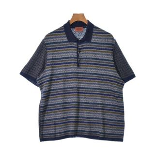 ミッソーニ(MISSONI)のMISSONI ニット・セーター 54(XXL位) 紺x黄xベージュ(総柄) 【古着】【中古】(ニット/セーター)