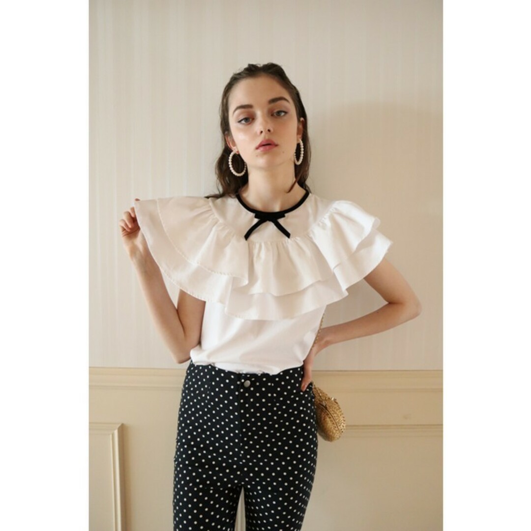 epine double frill ribbon blouse