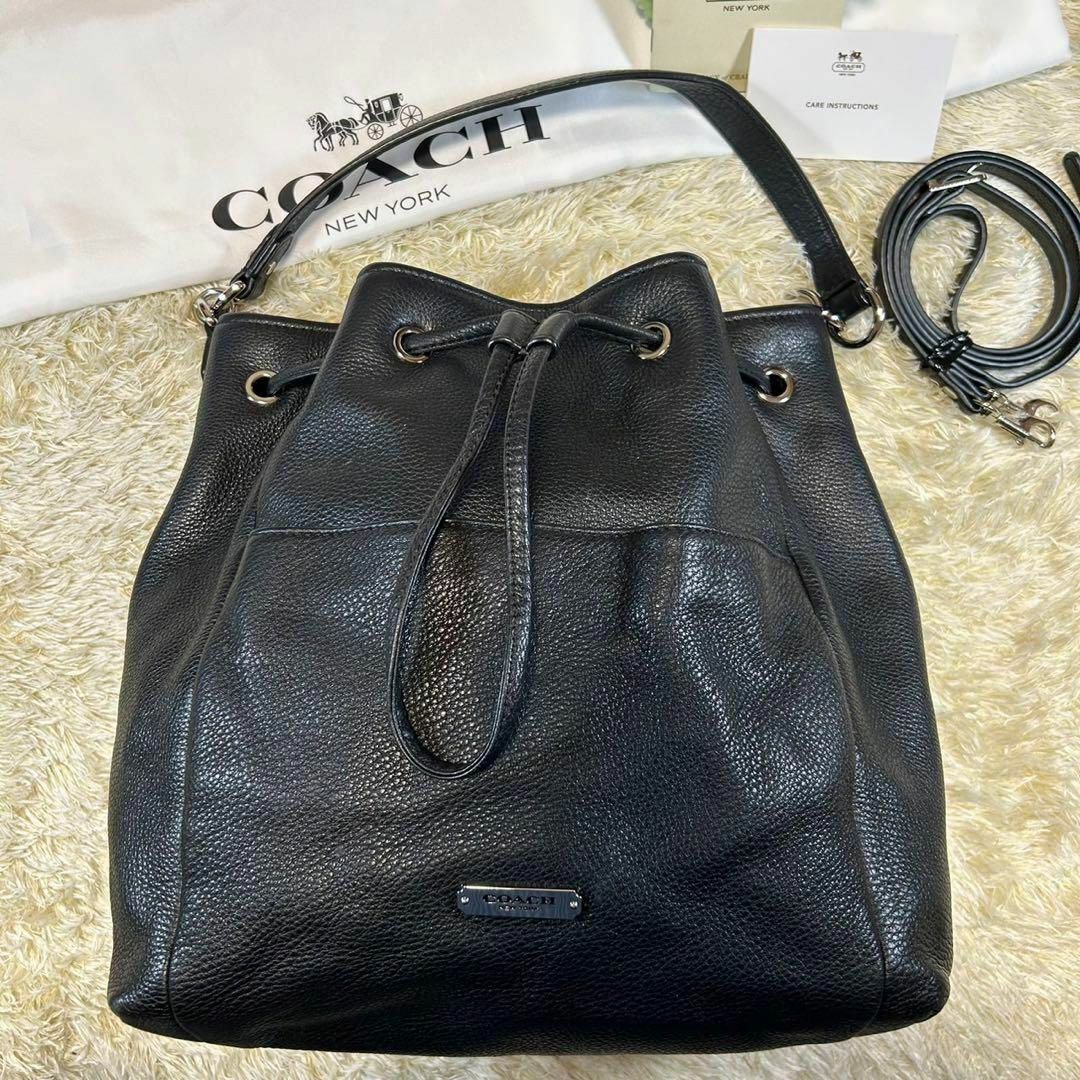 COACH - 【極美品】コーチ 31284 2way 巾着バック レザー プレートロゴ