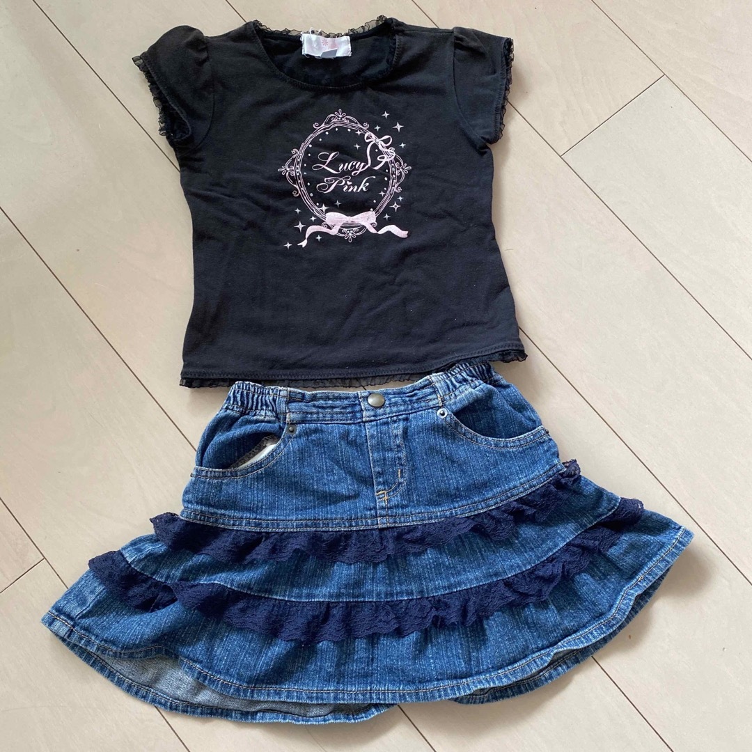 女の子　Tシャツ　スカート　セット　110 キッズ/ベビー/マタニティのキッズ服女の子用(90cm~)(ワンピース)の商品写真