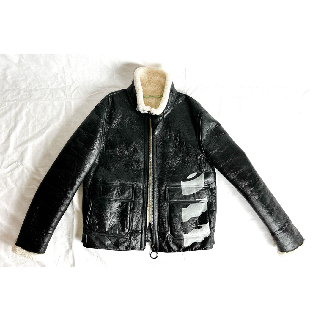 OFF-WHITE ムートンジャケット B3 オフホワイト ボンバージャケット OFF-WHITE ムートンジャケット B3 オフホワイト ボンバージャケット