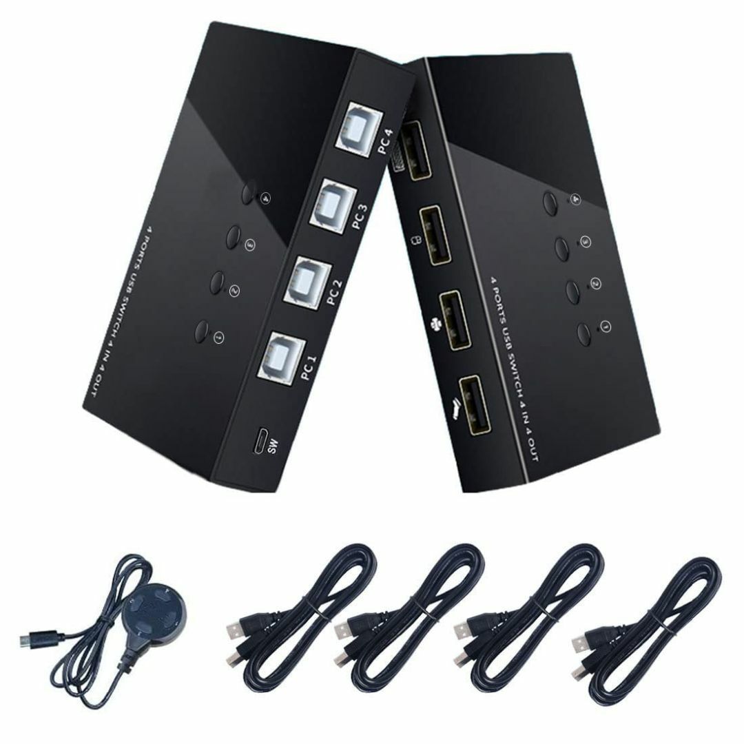 ES-Tune USB2.0切替器 4入力4出力 USB切替器+ハブ 4台用 ア