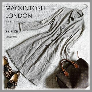 マッキントッシュ(MACKINTOSH)の【マッキントッシュロンドン】ニットドッキング シャツワンピース ロングシャツ M(ロングワンピース/マキシワンピース)