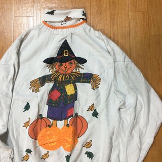 アートヴィンテージ(ART VINTAGE)の【希少】ヴィンテージ スウェット トレーナー M ハロウィン 白 (トレーナー/スウェット)