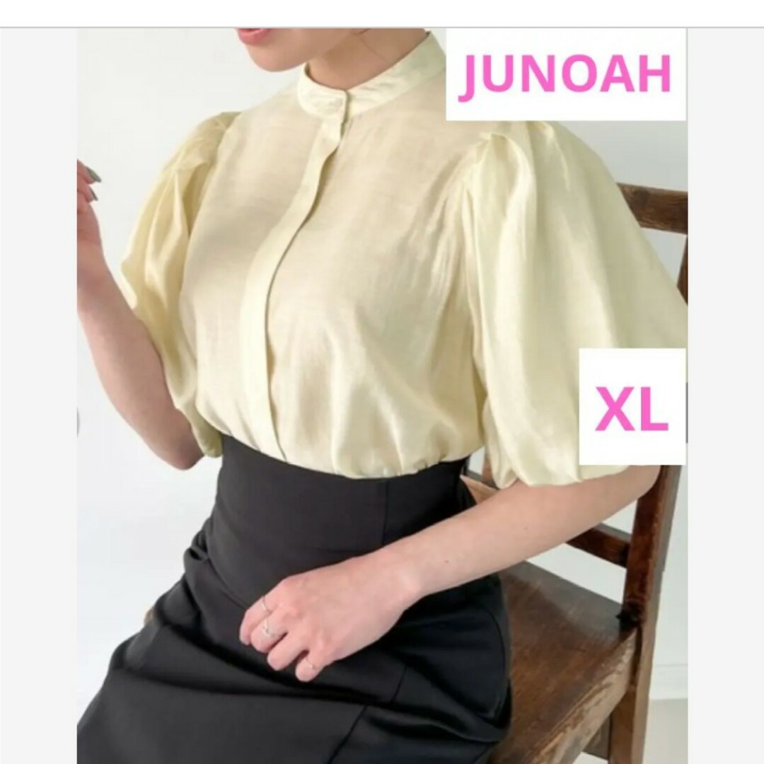 JUNOAH(ジュノア)のJUNOAH レディース シアー ボリュームスリーブ ブラウス 試着のみ XL レディースのトップス(シャツ/ブラウス(半袖/袖なし))の商品写真