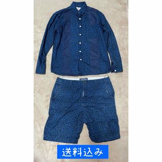 【LAUNCH BASIC TRADE 】青レオパード柄シャツ＆ハーフパンツ(シャツ)