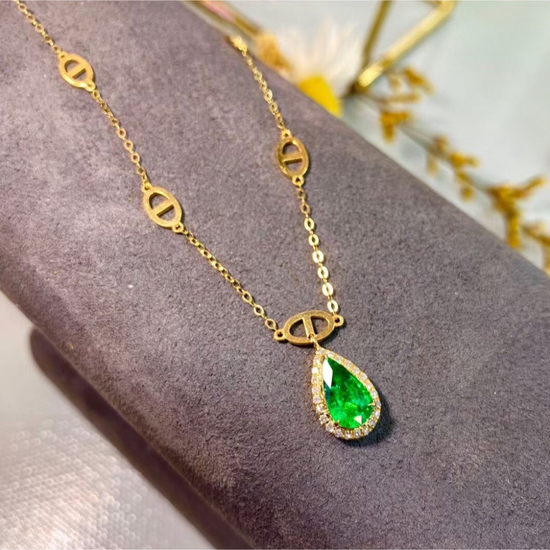 天然 エメラルド  ダイヤ  ネックレス1ct k18 ¥