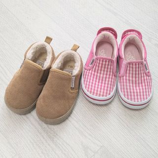 ヴァンズ(VANS)のスリッポン2足セット　VANSピンク 16cm  ＆　コーデュロイ15cm(スニーカー)