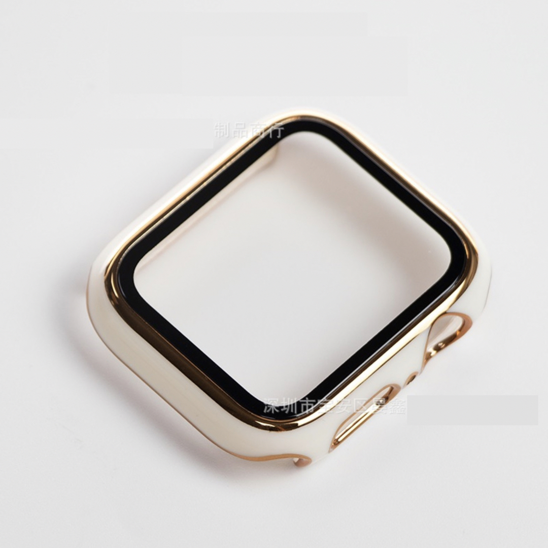 AppleWatch プラスチック 文字盤 カバー 45mm ホワイト+ゴールド | フリマアプリ ラクマ