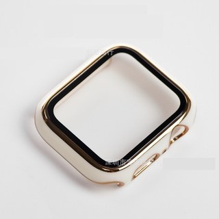 アップルウォッチ(Apple Watch)のAppleWatch プラスチック 文字盤 カバー 45mm ホワイト+ゴールド(その他)