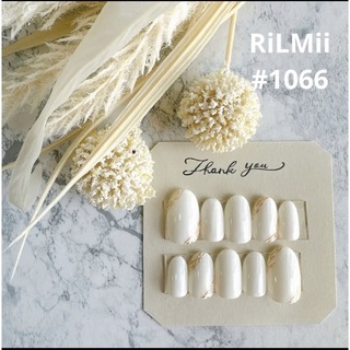 RiLMii#1066 ホワイト×ミラーゴールド/ネイルチップ