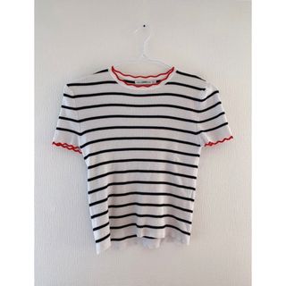 ザラ(ZARA)の【ZARA】ザラ  ボーダートップス　半袖ニット　ニット(カットソー(半袖/袖なし))