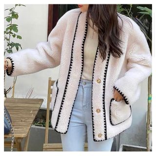 【人気】scallop piping boa coat(毛皮/ファーコート)