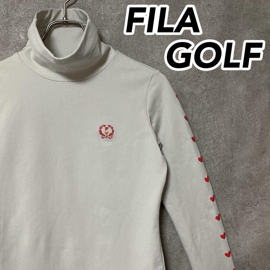 FILA GOLF フィラ ロゴ ハート柄 タートルネック ゴルフウェア 長袖