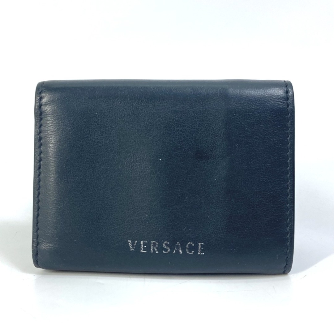 ヴェルサーチ VERSACE グレカ Vロゴ コンパクトウォレット 3つ折り財布 レザー ブラック 1