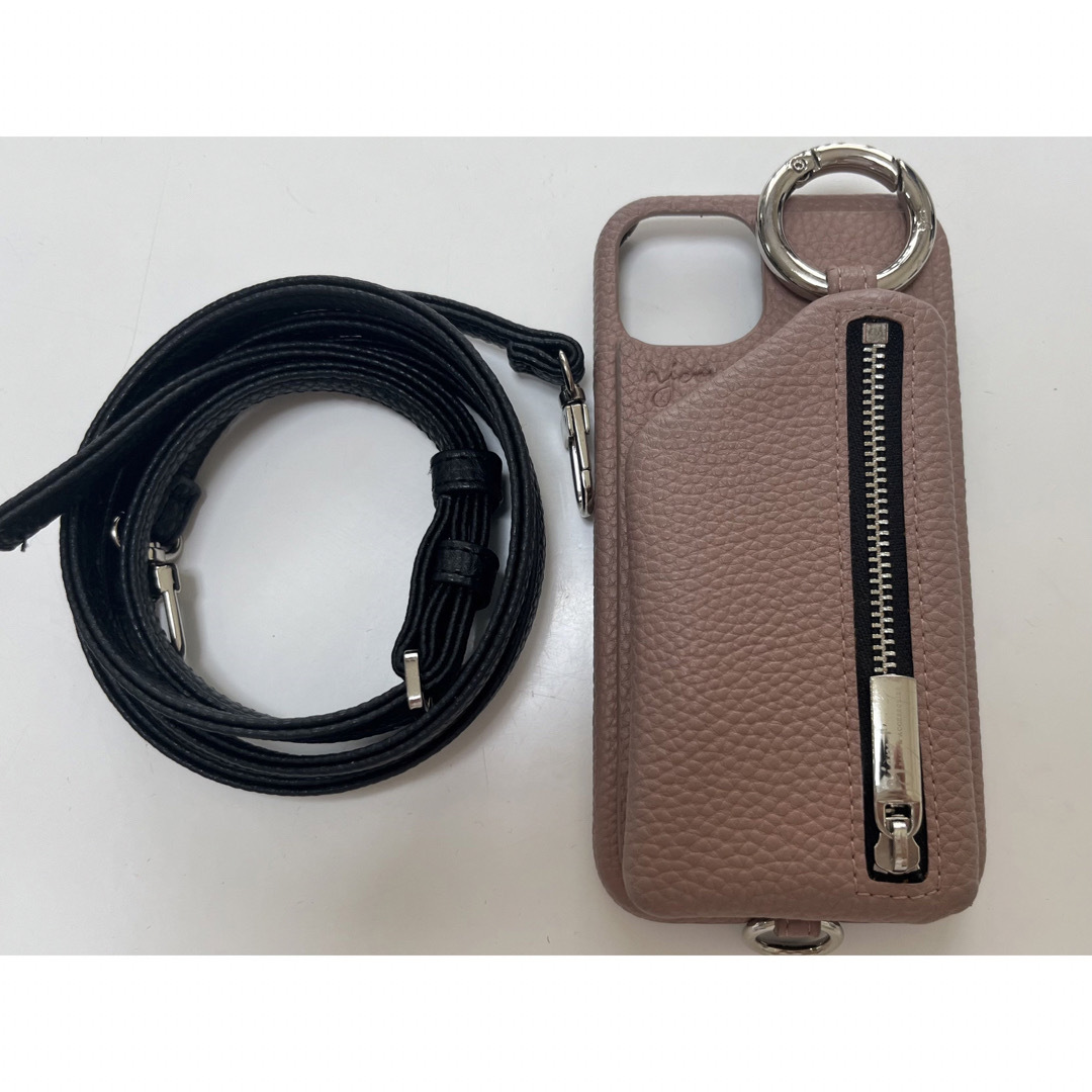 ajew iphone13ケース ベージュ ストラップ付き