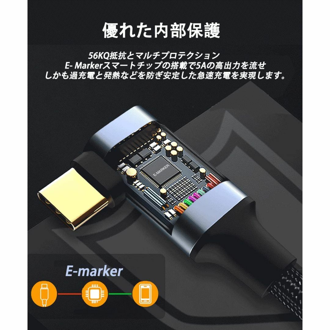 USB Type C 延長ケーブル L字 usb-c タイプc 延長コード US 3