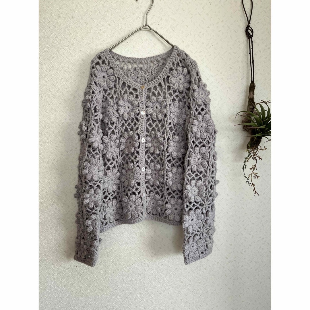美品 merry jenny ニット カーディガン 花柄 クロシェ 人気