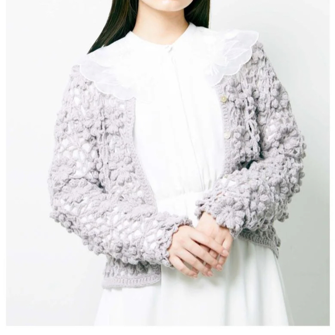 美品 merry jenny ニット カーディガン 花柄 クロシェ 人気