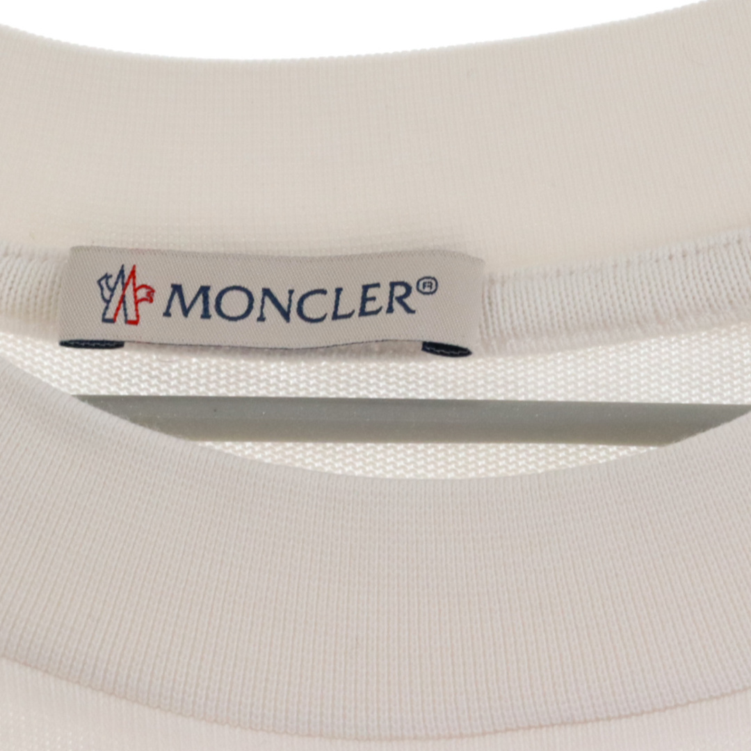 MONCLER モンクレール 23SS カットソー ロゴT 刺繍 胸ポケット コットン クルーネック オーバーサイズ アイコンパッチ半袖Tシャツ ホワイト