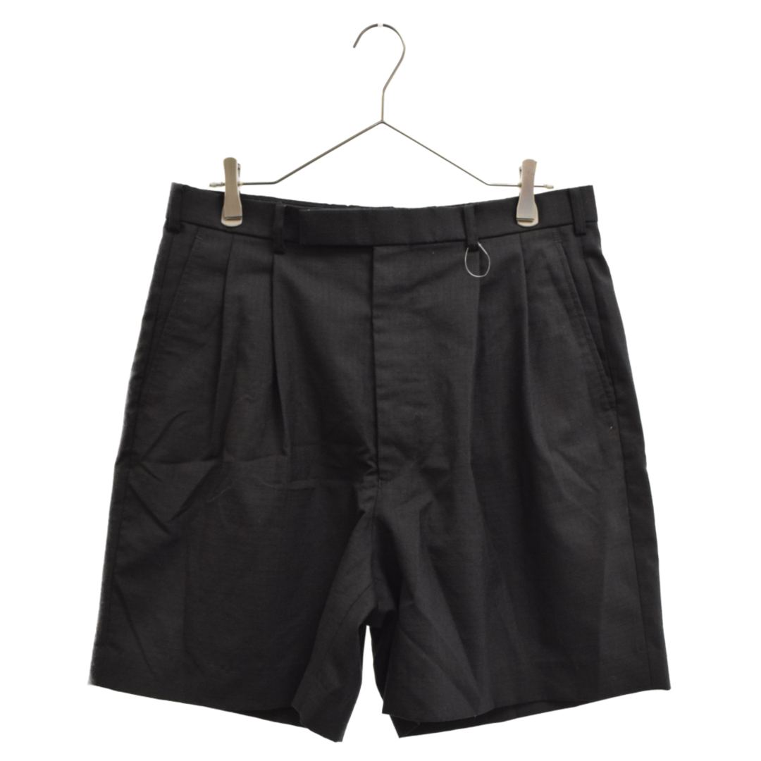 36センチ股下JOHN LAWRENCE SULLIVAN ジョンローレンスサリバン 23SS Ripstop tuck shorts ウールショートパンツ ショーツ ブラック 2A008-0423-01