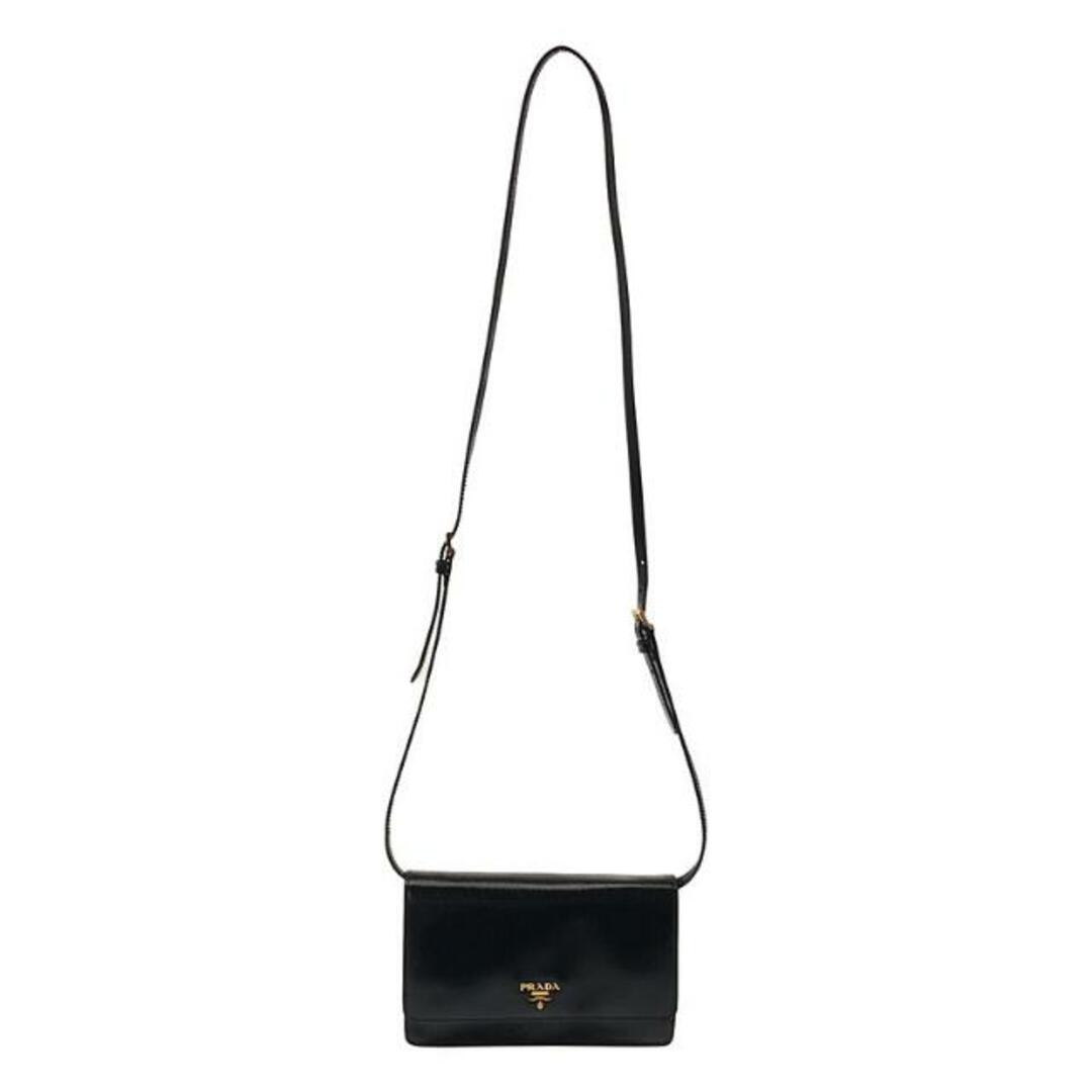 【美品】  PRADA / プラダ | 2wya サフィアーノレザー ウォレット ショルダーバッグ ポシェット | ブラック | レディース