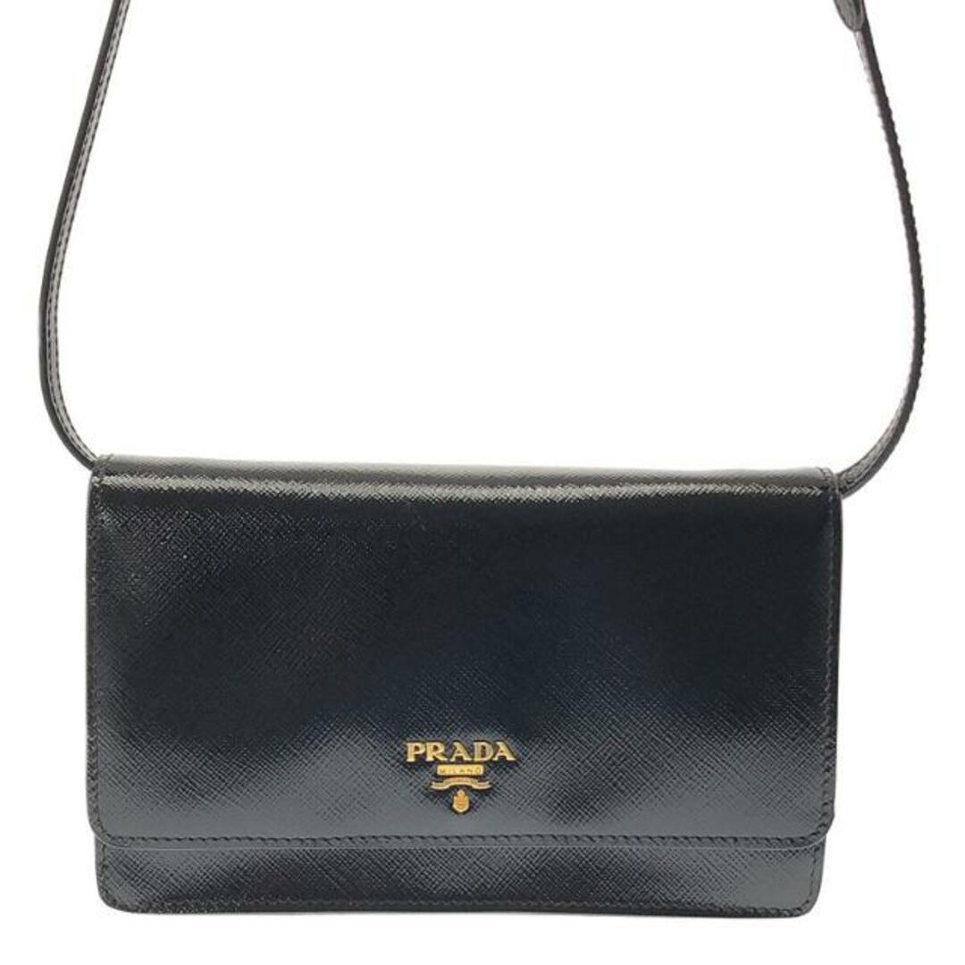 【美品】  PRADA / プラダ | 2wya サフィアーノレザー ウォレット ショルダーバッグ ポシェット | ブラック | レディース 2